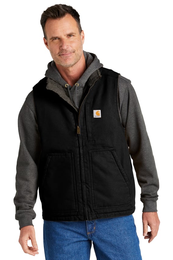 Front view of Sherpa-Lined Mock Neck Vest