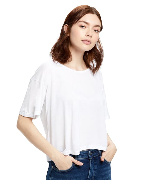 Front view of Ladies' Boxy Open Neck Top
