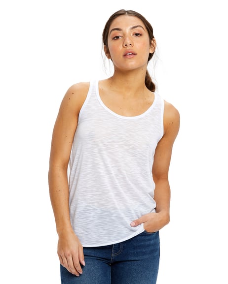 Front view of Ladies' Solid Slub Racer Tank