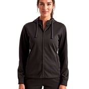 Front view of Womens Spun Dyed Full-Zip Hooded Sweatshirt