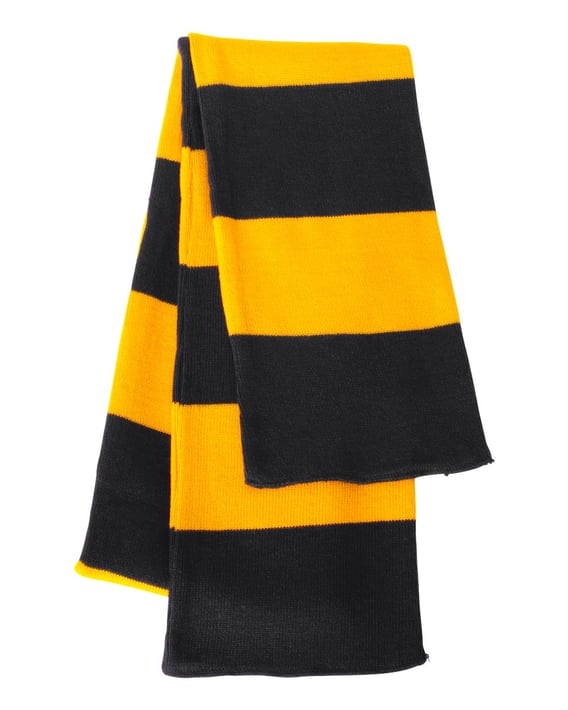 Front view of Rugby-Striped Knit Scarf