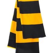 Front view of Rugby-Striped Knit Scarf