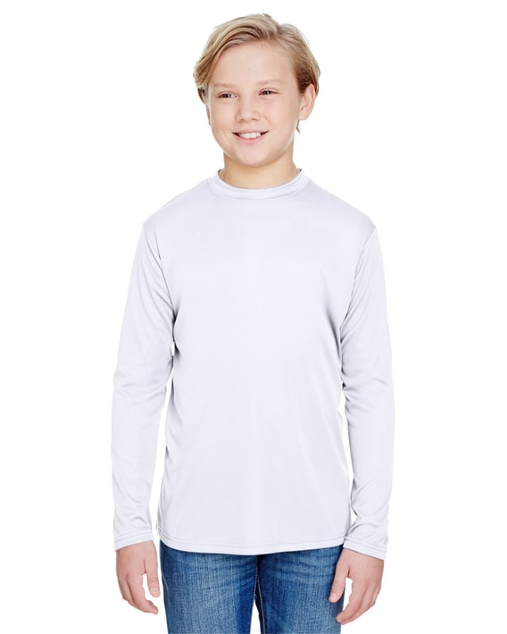 Front view of Youth Long Sleeve Cooling Performance Crew Shirt
