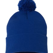 Back view of Pom-Pom 12″ Knit Beanie