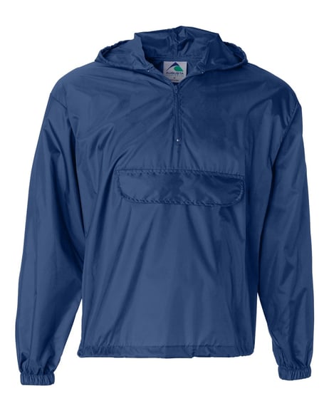 Front view of Packable Half-Zip Hooded Pullover Jacket