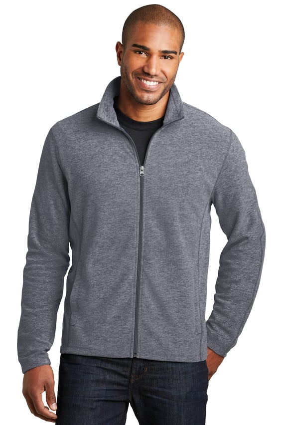 Front view of Heather Microfleece Full-Zip Jacket