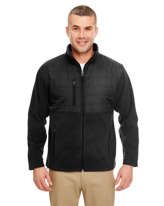 Front view of Men’s Fleece Jacket With Quilted Yoke Overlay