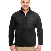 Front view of Men’s Fleece Jacket With Quilted Yoke Overlay