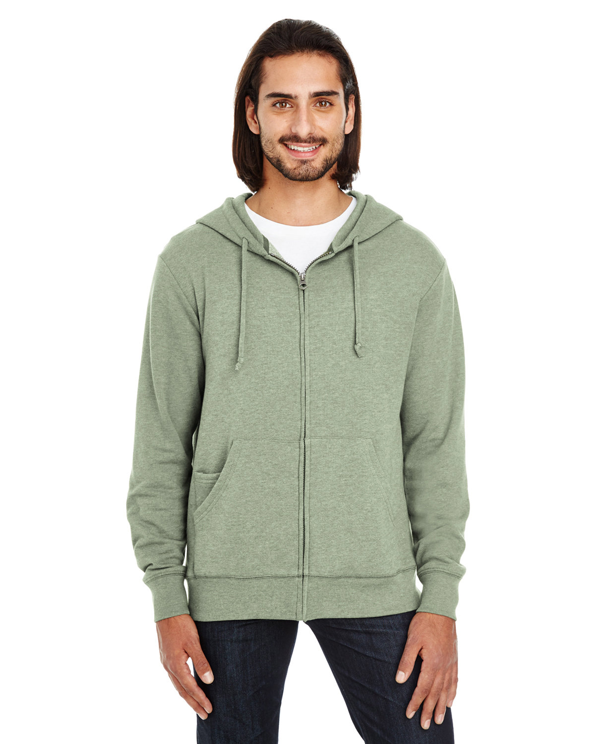 Front view of Unisex Triblend French Terry Full-Zip