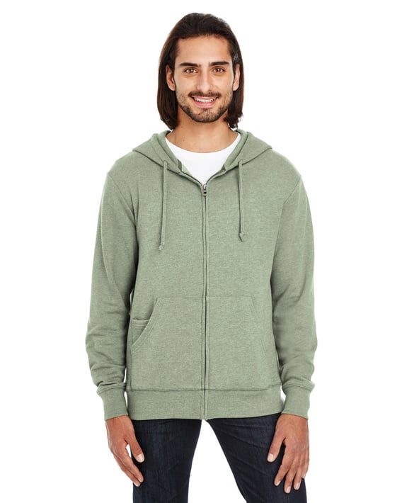 Front view of Unisex Triblend French Terry Full-Zip