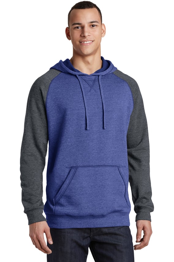 Front view of Young Mens Lightweight Fleece Raglan Hoodie