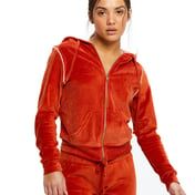 Front view of Ladies’ Velour Full-Zip Hoodie