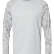 Front view of Cayman Performance Camo Colorblocked Long Sleeve T-Shirt