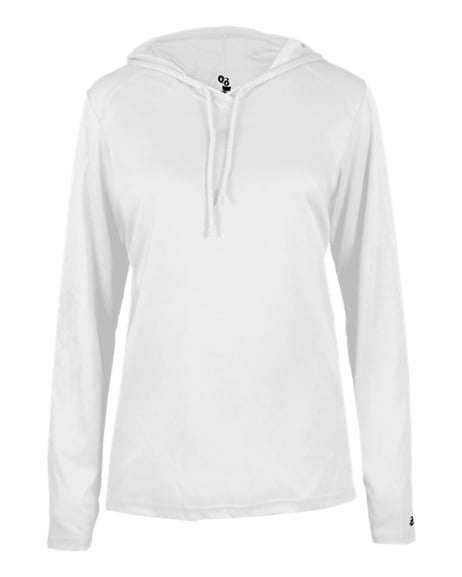 Front view of Women's B-Core Long Sleeve Hooded T-Shirt