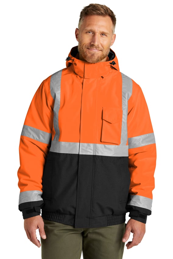 Front view of ANSI 107 Class 3 Economy Waterproof Insulated Bomber Jacket