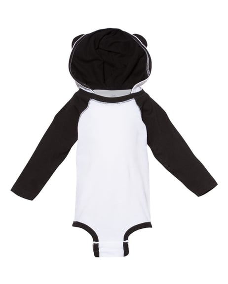 Front view of Fine Jersey Infant Character Hooded Long Sleeve Bodysuit With Ears