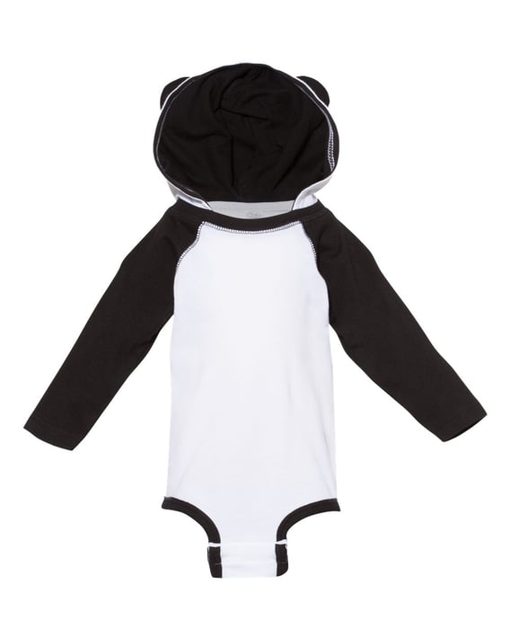 Front view of Fine Jersey Infant Character Hooded Long Sleeve Bodysuit With Ears