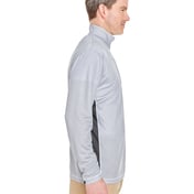 Side view of Adult Two-Tone Keyhole Mesh Quarter-Zip Pullover