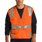 Front view of ANSI 107 Class 2 Mesh Six-Pocket Zippered Vest