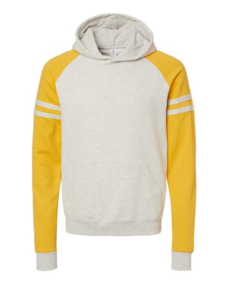 Front view of Nublend® Varsity Colorblocked Raglan Hooded Sweatshirt