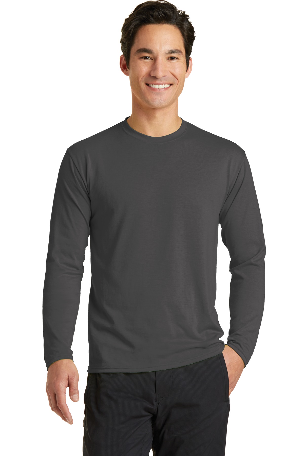 Front view of Long Sleeve Performance Blend Tee