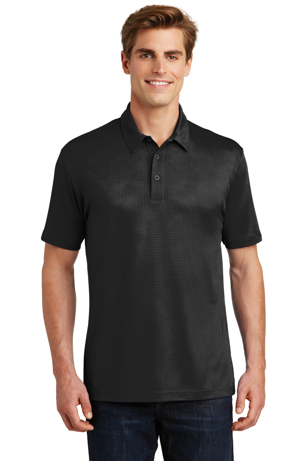 Front view of Embossed PosiCharge® Tough Polo®