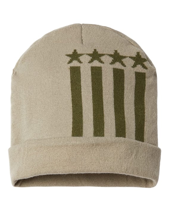 Front view of USA-Made Patriotic Cuffed Beanie