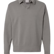 Front view of Garment-Dyed Polo Collar Sweatshirt