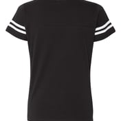 Back view of Women’s Football V-Neck Fine Jersey Tee