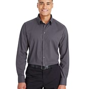 Front view of CrownLux Performance® Tonal Mini Check Woven Dress Shirt