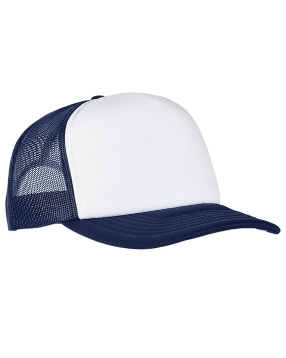 Front view of Adult Classics Curved Visor Foam Trucker Cap – White Front Panel