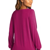 Back view of Ladies Luxe Knit Jewel Neck Top