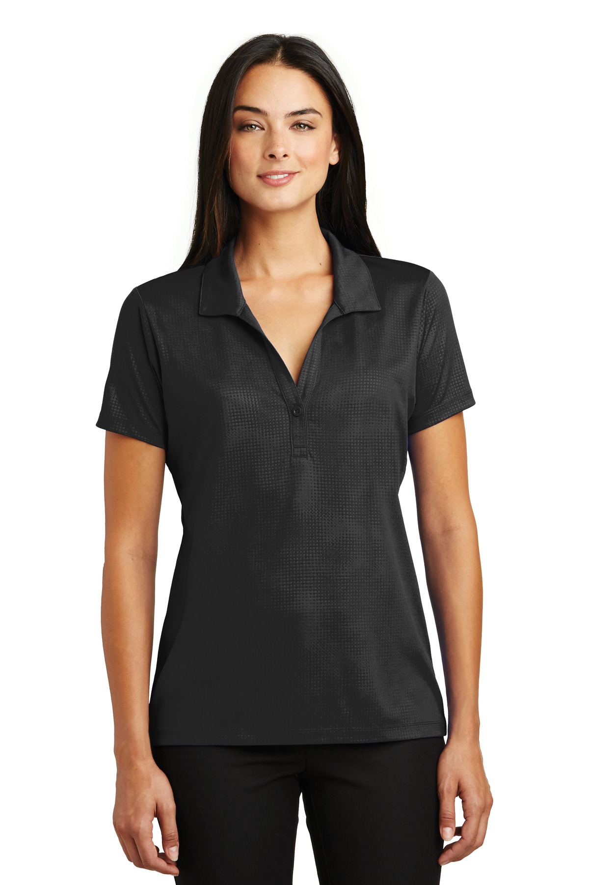 Front view of Ladies Embossed PosiCharge® Tough Polo®