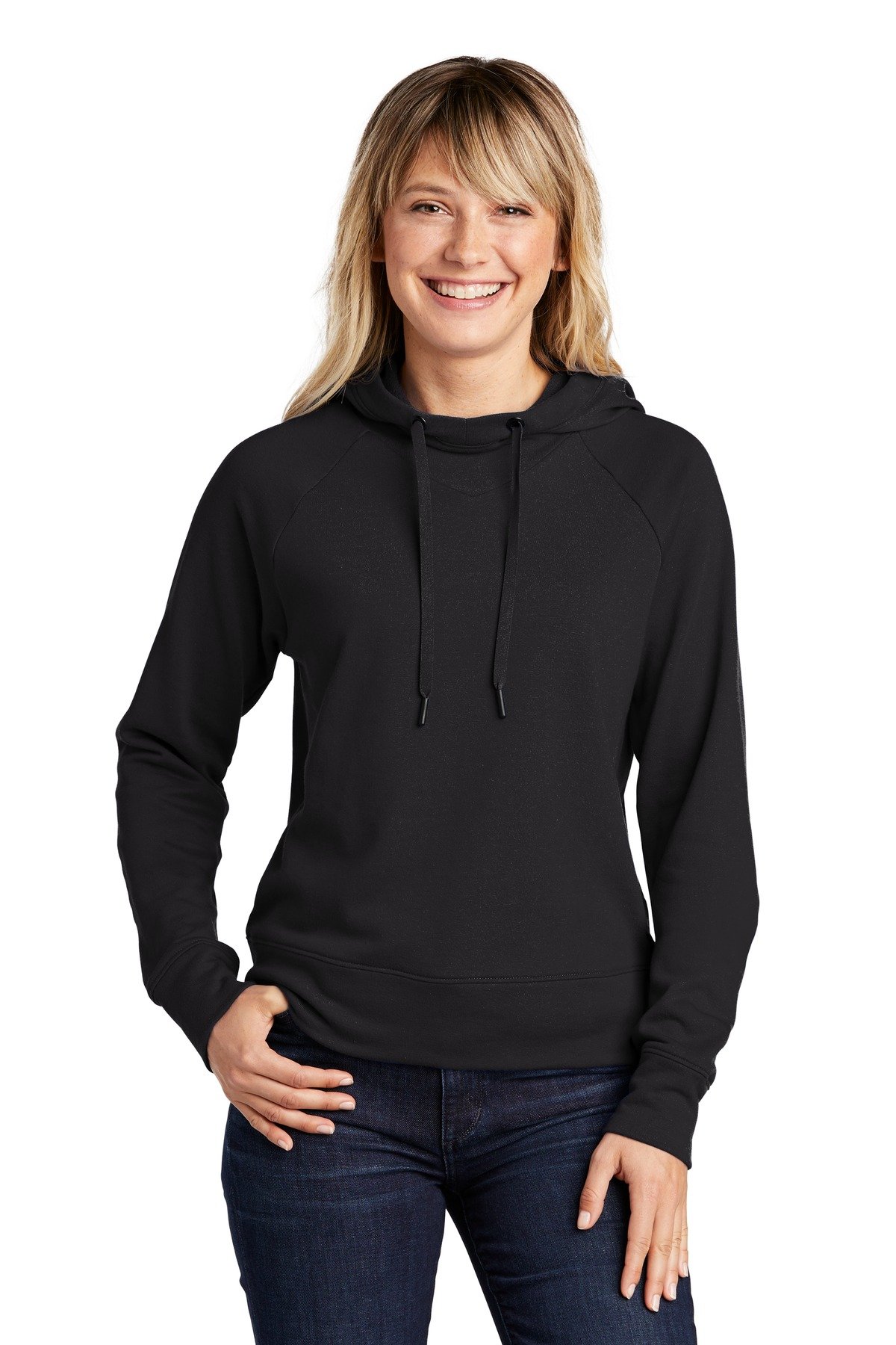 Front view of Ladies Lightweight French Terry Pullover Hoodie
