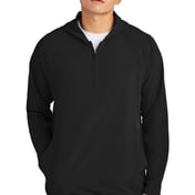 Front view of Repeat 1/2-Zip Long Sleeve Hooded Jacket