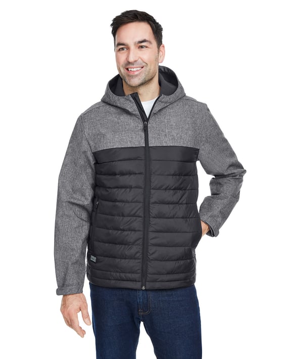 Front view of Men’s Pinnacle Puffer Body Softshell Hooded Jacket