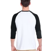 Back view of Adult Heavy Cotton™ 3/4-Raglan Sleeve T-Shirt