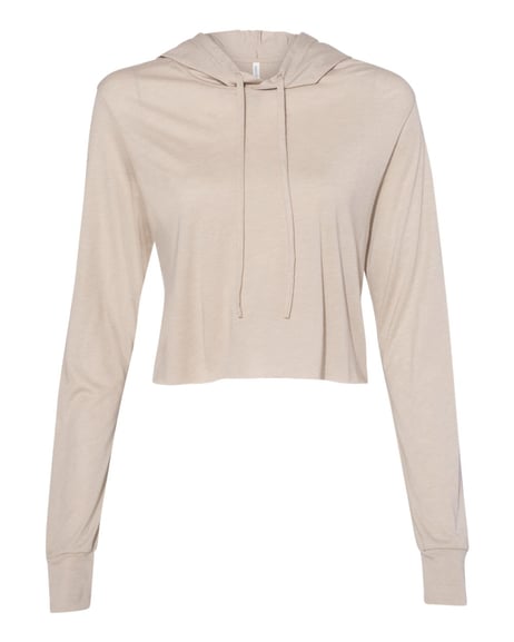 Front view of Women’s Triblend Crop Long Sleeve Hoodie