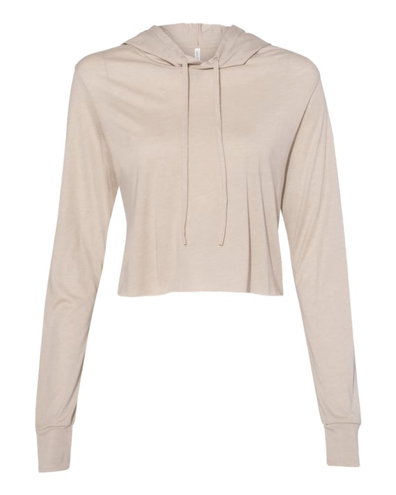 Front view of Women’s Triblend Crop Long Sleeve Hoodie