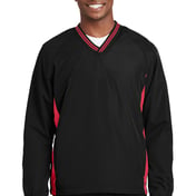 Front view of Tipped V-Neck Raglan Wind Shirt
