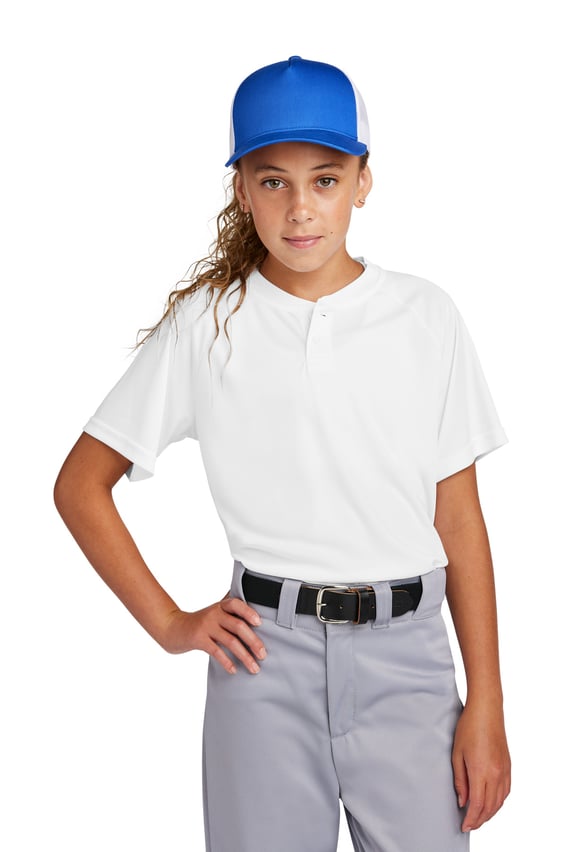 Front view of Youth PosiCharge&reg; Competitor 2-Button Henley