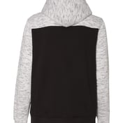 Back view of Mélange Fleece Colorblocked Hooded Sweatshirt