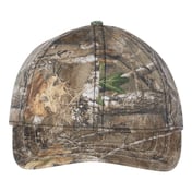Front view of Camo Cap With American Flag Undervisor