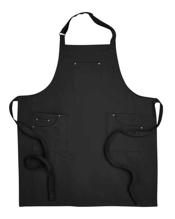 Front view of Cotton Chino Bib Apron With Pocket