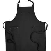 Front view of Cotton Chino Bib Apron With Pocket