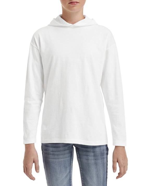 Front view of Youth Long-Sleeve Hooded T-Shirt