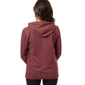 Back view of Women’s Heathered Full-Zip Hooded Sweatshirt