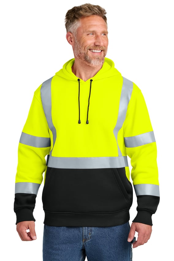 Front view of ANSI 107 Class 3 Heavy-Duty Fleece Pullover Hoodie
