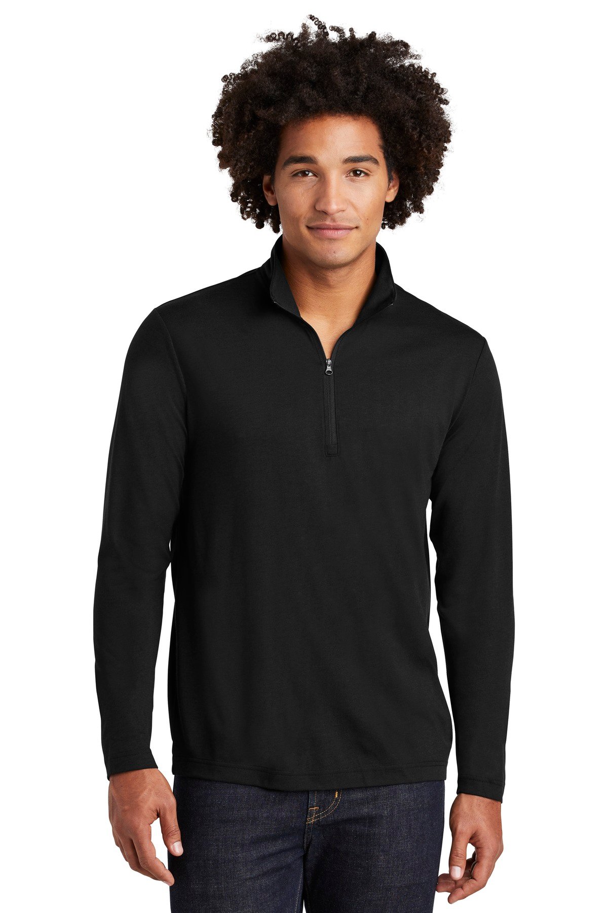 Front view of PosiCharge ® Tri-Blend Wicking 1/4-Zip Pullover