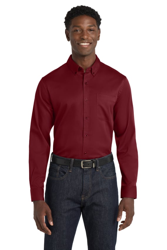 Front view of Long Sleeve SuperPro React Twill Shirt